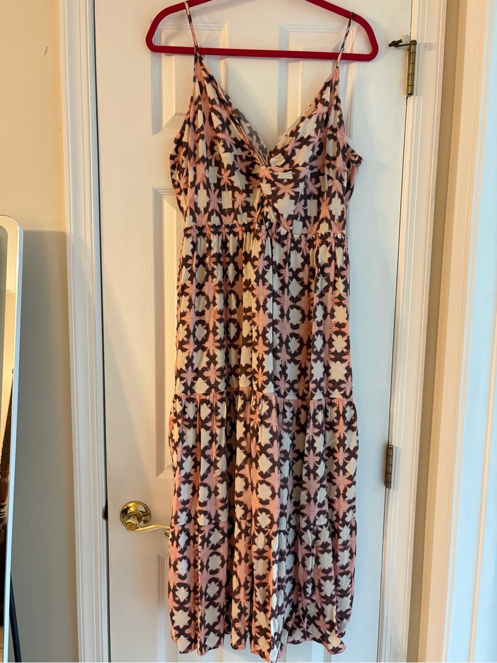LOFT Pink and Brown Midi Sundress